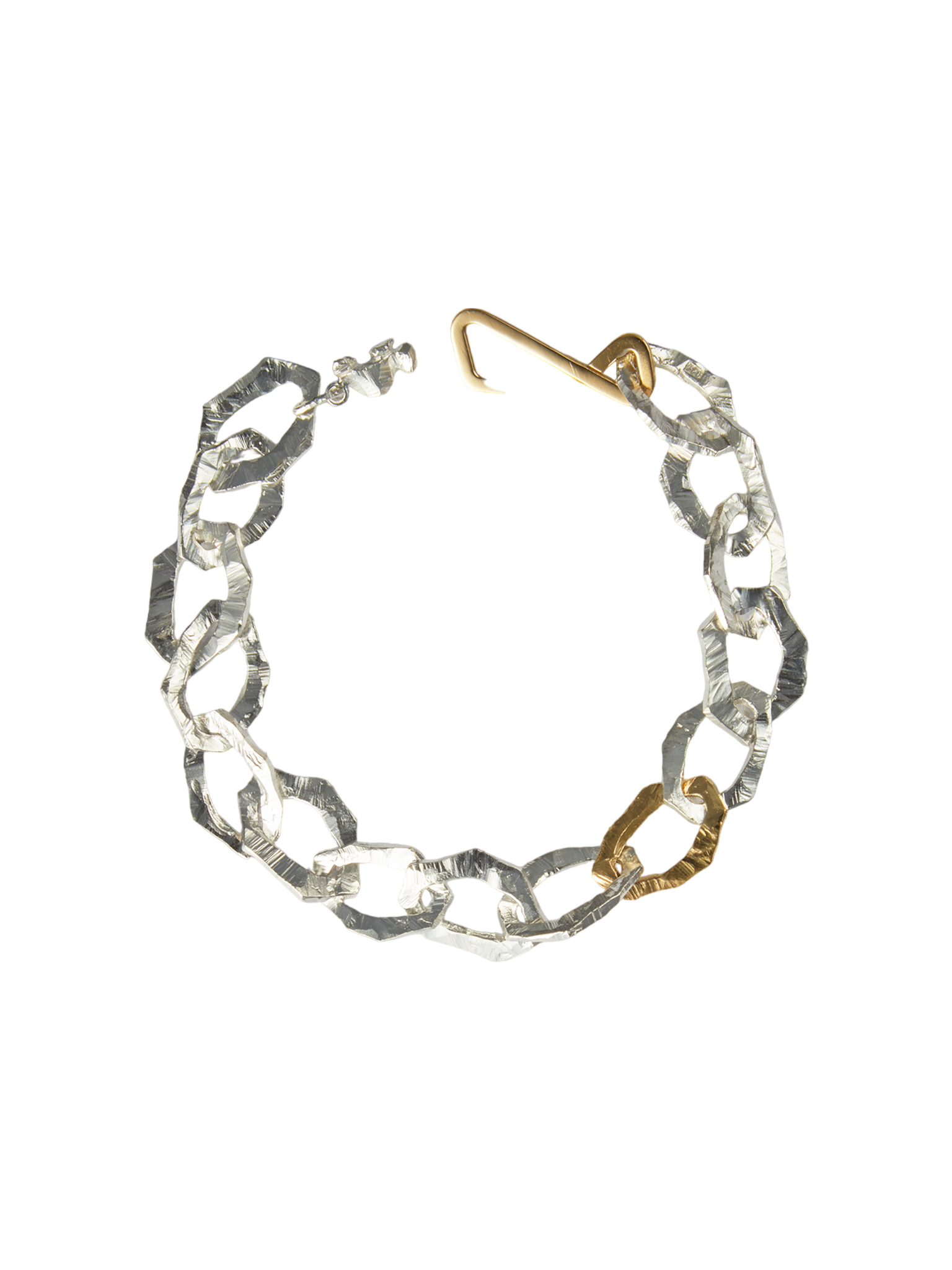 Grim large bracelet with gold link in silver and 18k yellow gold